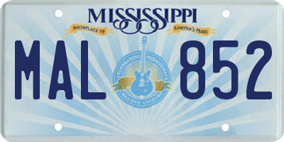 MS license plate MAL852