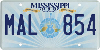 MS license plate MAL854
