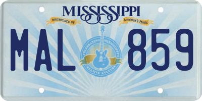 MS license plate MAL859