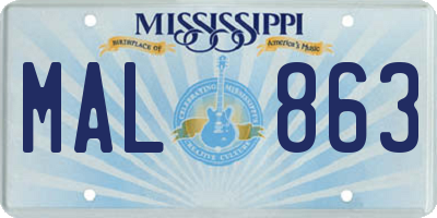 MS license plate MAL863