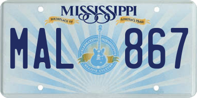 MS license plate MAL867