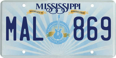 MS license plate MAL869