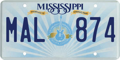 MS license plate MAL874