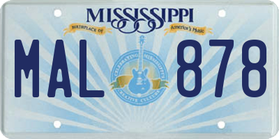 MS license plate MAL878