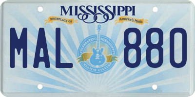 MS license plate MAL880