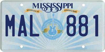 MS license plate MAL881