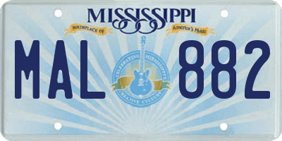 MS license plate MAL882