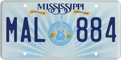 MS license plate MAL884