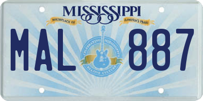 MS license plate MAL887