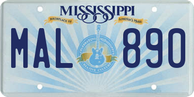 MS license plate MAL890
