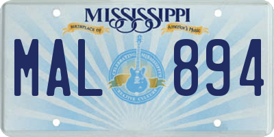 MS license plate MAL894