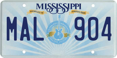 MS license plate MAL904