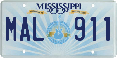 MS license plate MAL911