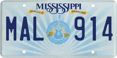 MS license plate MAL914