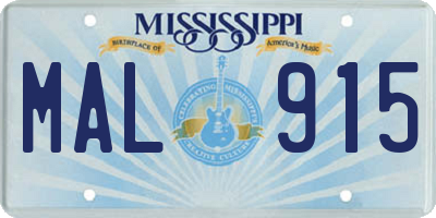 MS license plate MAL915