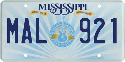 MS license plate MAL921