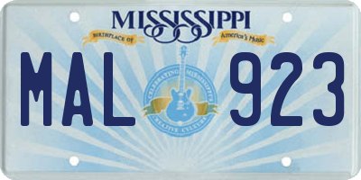 MS license plate MAL923