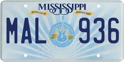 MS license plate MAL936