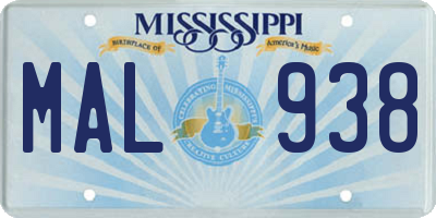 MS license plate MAL938