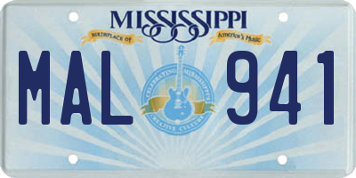 MS license plate MAL941