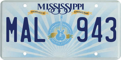MS license plate MAL943