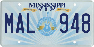 MS license plate MAL948