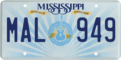 MS license plate MAL949