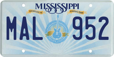 MS license plate MAL952