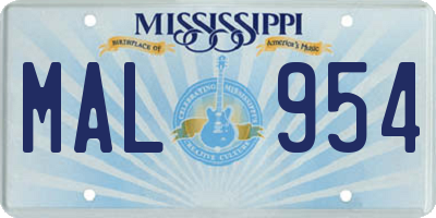 MS license plate MAL954