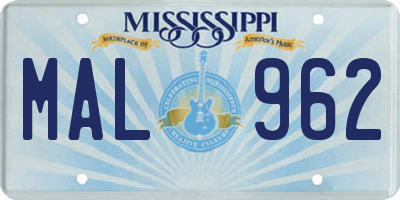 MS license plate MAL962