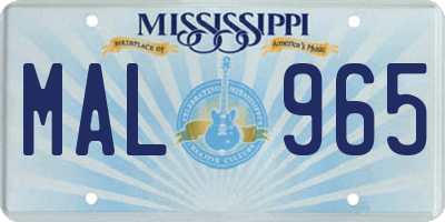 MS license plate MAL965