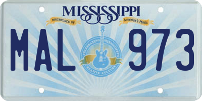 MS license plate MAL973