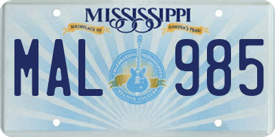 MS license plate MAL985