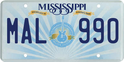 MS license plate MAL990