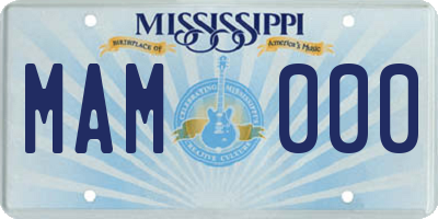 MS license plate MAM000