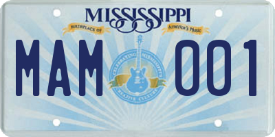 MS license plate MAM001