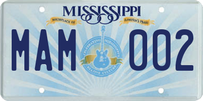 MS license plate MAM002