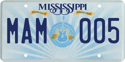 MS license plate MAM005