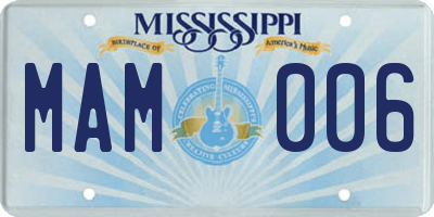 MS license plate MAM006