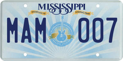 MS license plate MAM007