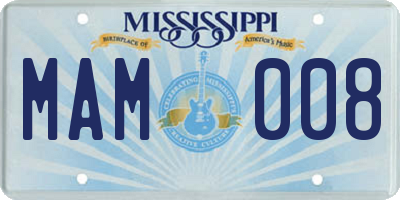 MS license plate MAM008