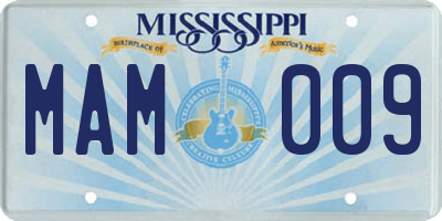 MS license plate MAM009
