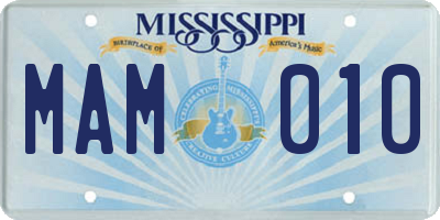 MS license plate MAM010