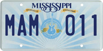 MS license plate MAM011