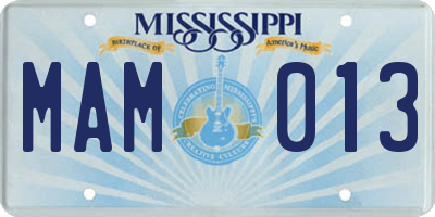 MS license plate MAM013