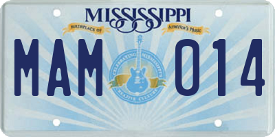 MS license plate MAM014