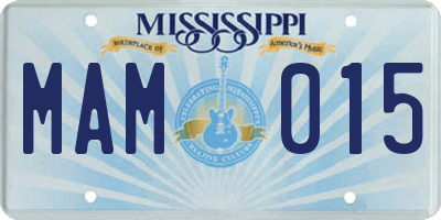 MS license plate MAM015