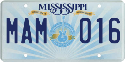 MS license plate MAM016
