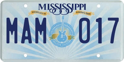 MS license plate MAM017