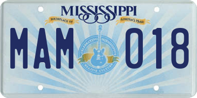 MS license plate MAM018